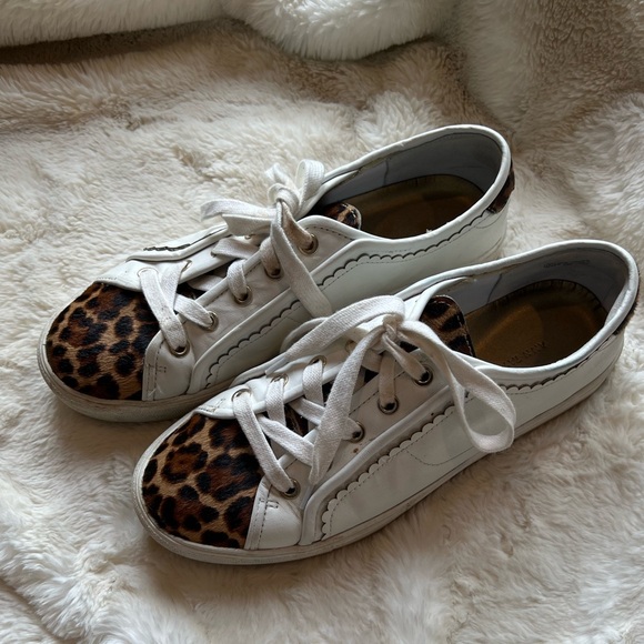 Leopard Print White Sneakers - Picture 1 of 4